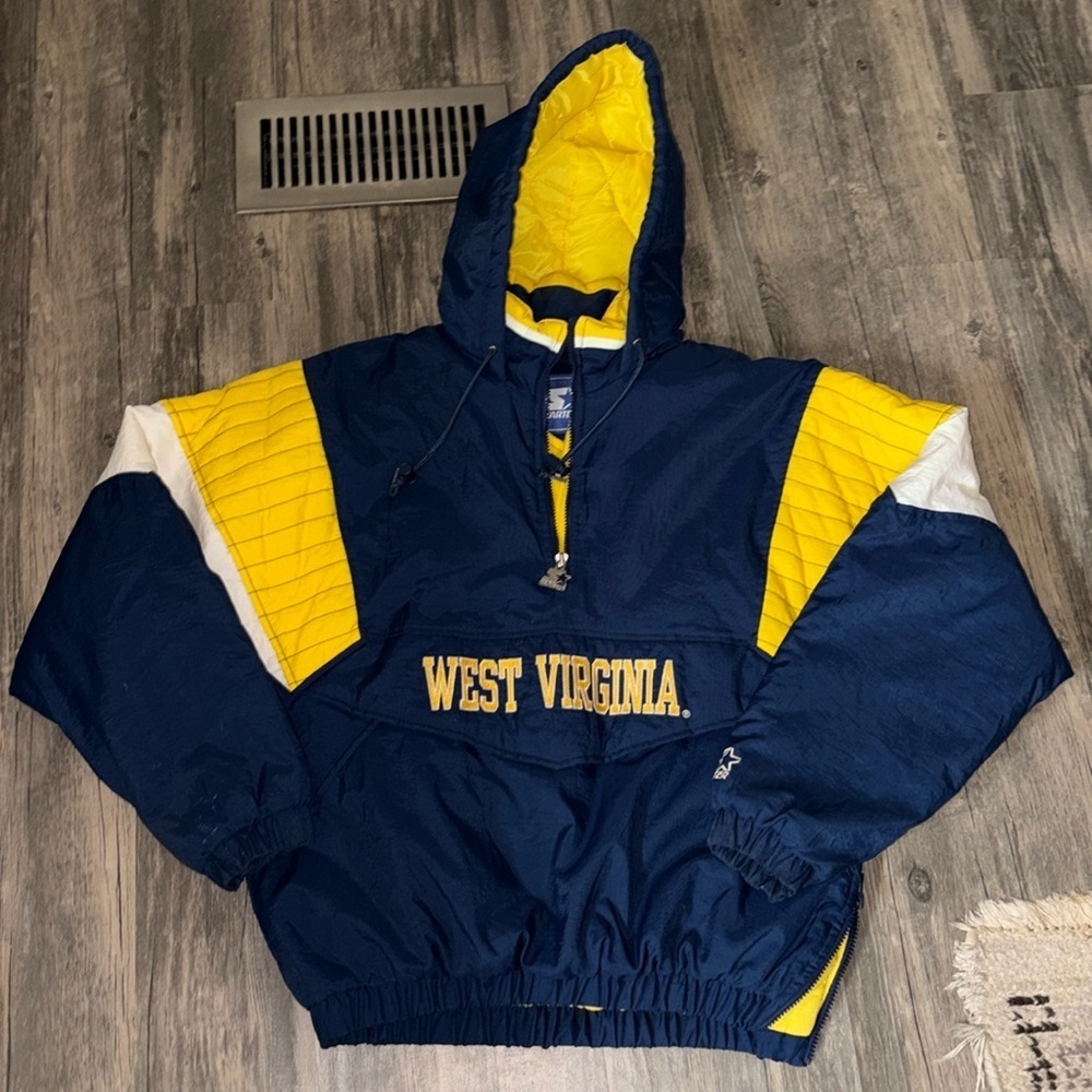 West Virginia Mountaineers Starter 90s Pullover Kangaroo Pocket VINTAGE- RARE sm - Picture 2 of 10